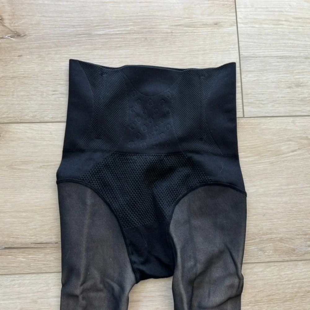 Boomba Shaping Thermal Tights Black Beige High Waist Shaping Hosiery Size 1 XS-M